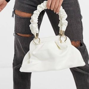 White Bag with Ruffle Handle